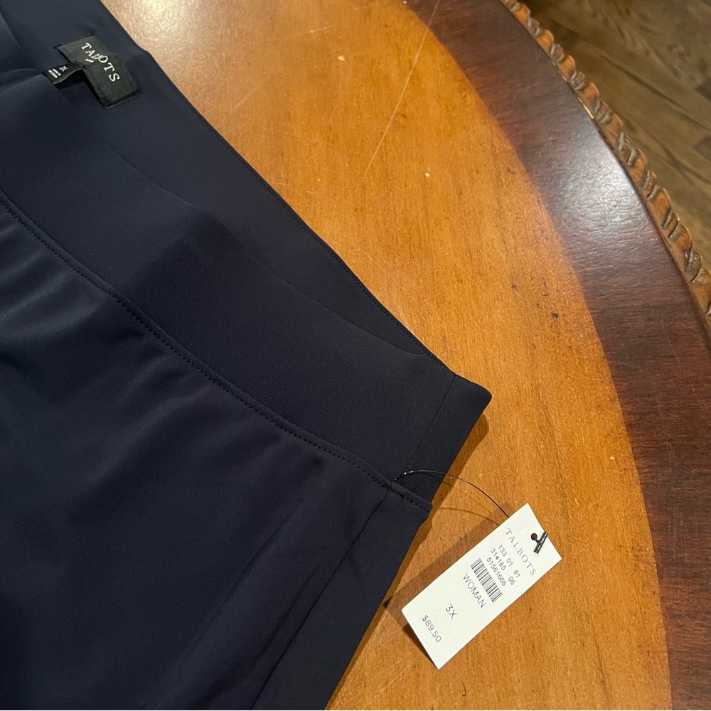 NEW Talbots Woman Stretch Cropped Wide‎ Leg Pull-On Pant Navy 3X Plus Size - Picture 8 of 15